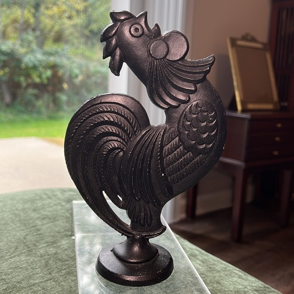 Vintage cast iron style rooster figurine Farmhouse Rustic - Picture 2 of 8